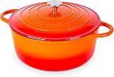 nuovva Enamelled Cast Iron Dutch Oven 7.3 Qt Ceramic Pot Orange 30cm