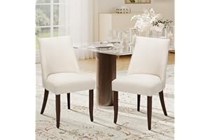 COLAMY Upholstered Dining Chairs Set of 2, Mid Century Modern Kitchen Chairs with Back, Farmhouse Fabric Side Dining Room Chairs with Wood Legs for Dining Room Restaurant, Beige
