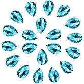 SWTHONY 20x30mm Crystal Teardrop Big Rhinestones Pointback Gem Stones for Crafts Jewelry Making Shoes Dress Glass Beads 36pcs Lake Blue