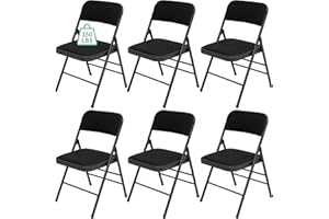 susici 6 Pack Black Folding Chairs with Fabric Padded Cushion, Padded Dining Chair Set Portable Indoor Outdoor Stackable Folding Chair with Steel Frame for Home Office Events Wedding Party
