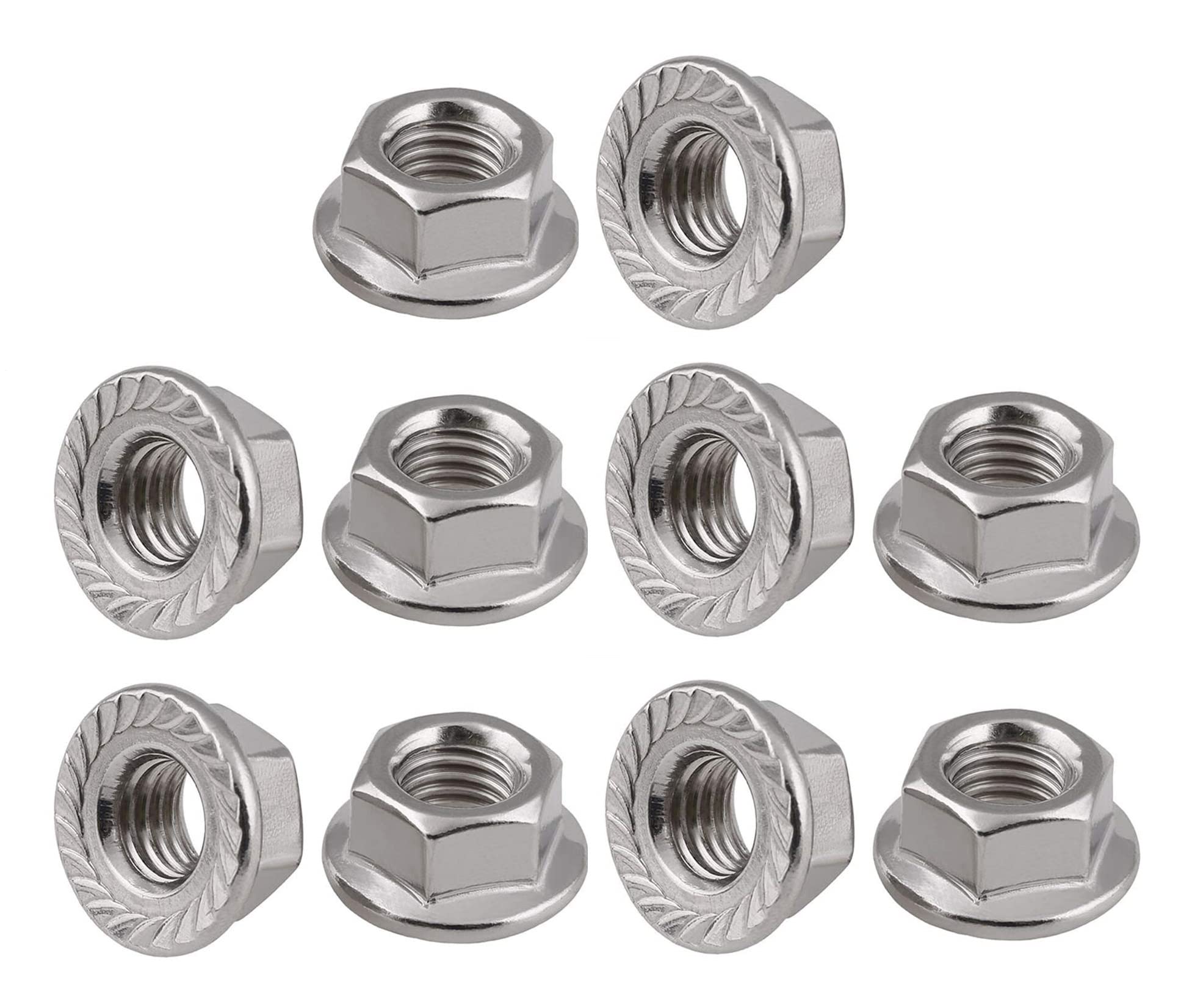 TERF® M16 Serrated Flange Hex Nut M16 (16mm) Hexagonal Serrated Flanged Steel Nuts - Pack of 10