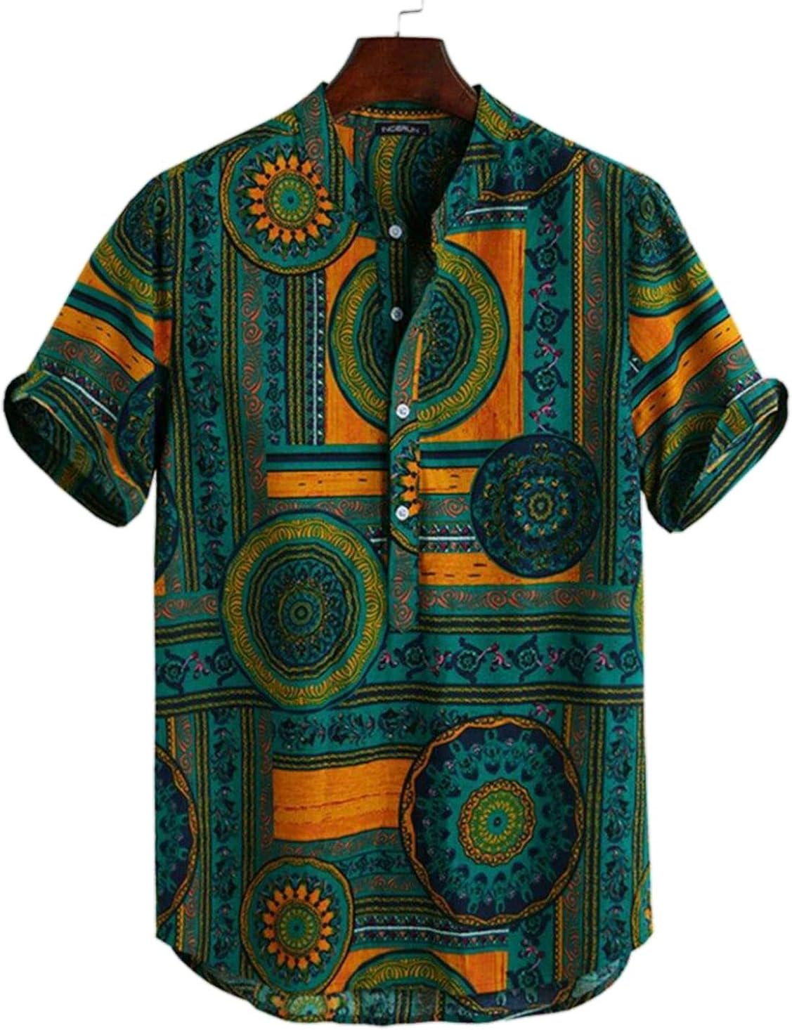 Buy HNR Enterprise Men's Rayon Cotton Lining Digital Printed Stitched Half Sleeve Shirts at 
