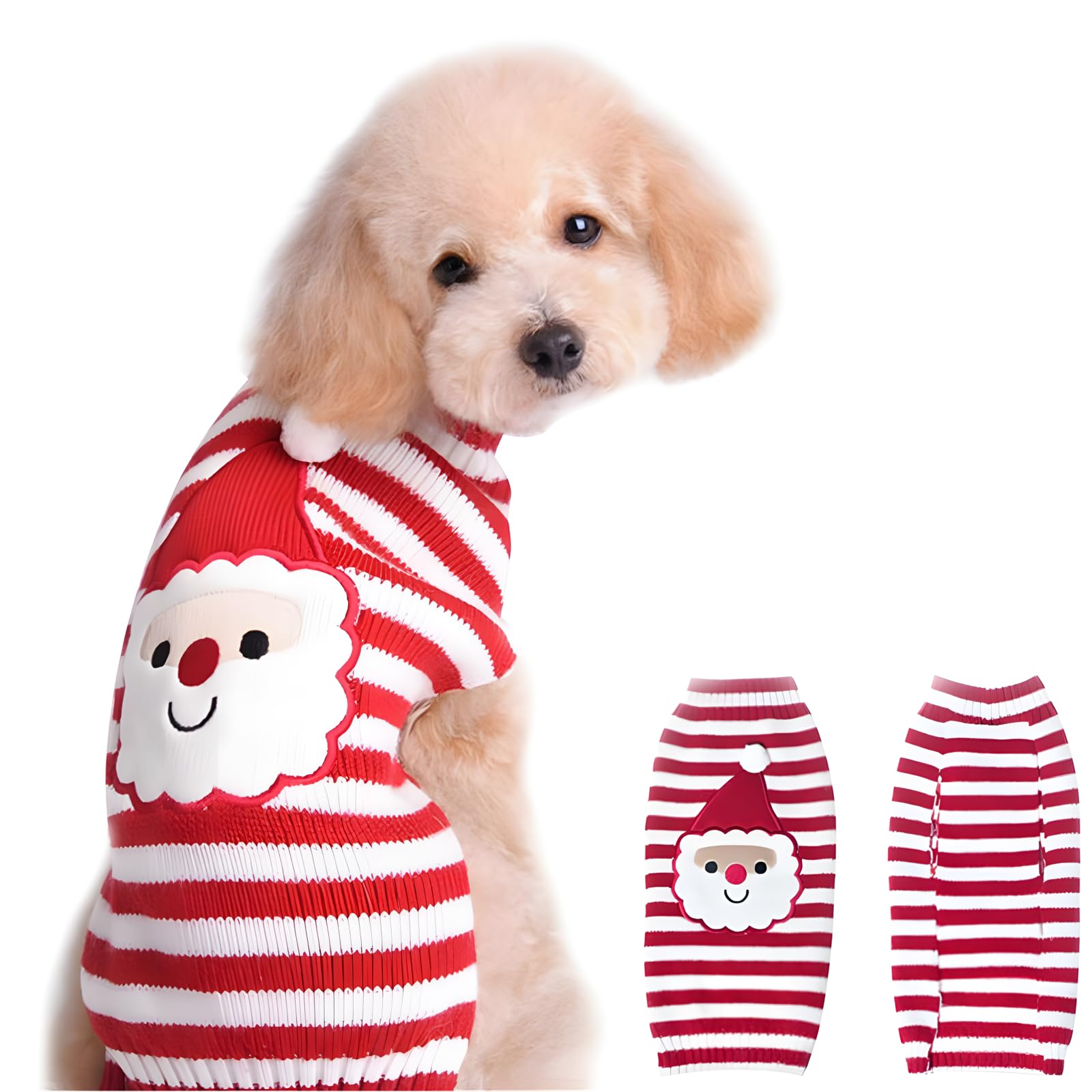 NACOCO Santa Claus Pet Sweater Dog Sweaters Cold Weather Outfit for Small to Medium Sized Dogs and Cats for Christmas Day (Santa Claus, Small)