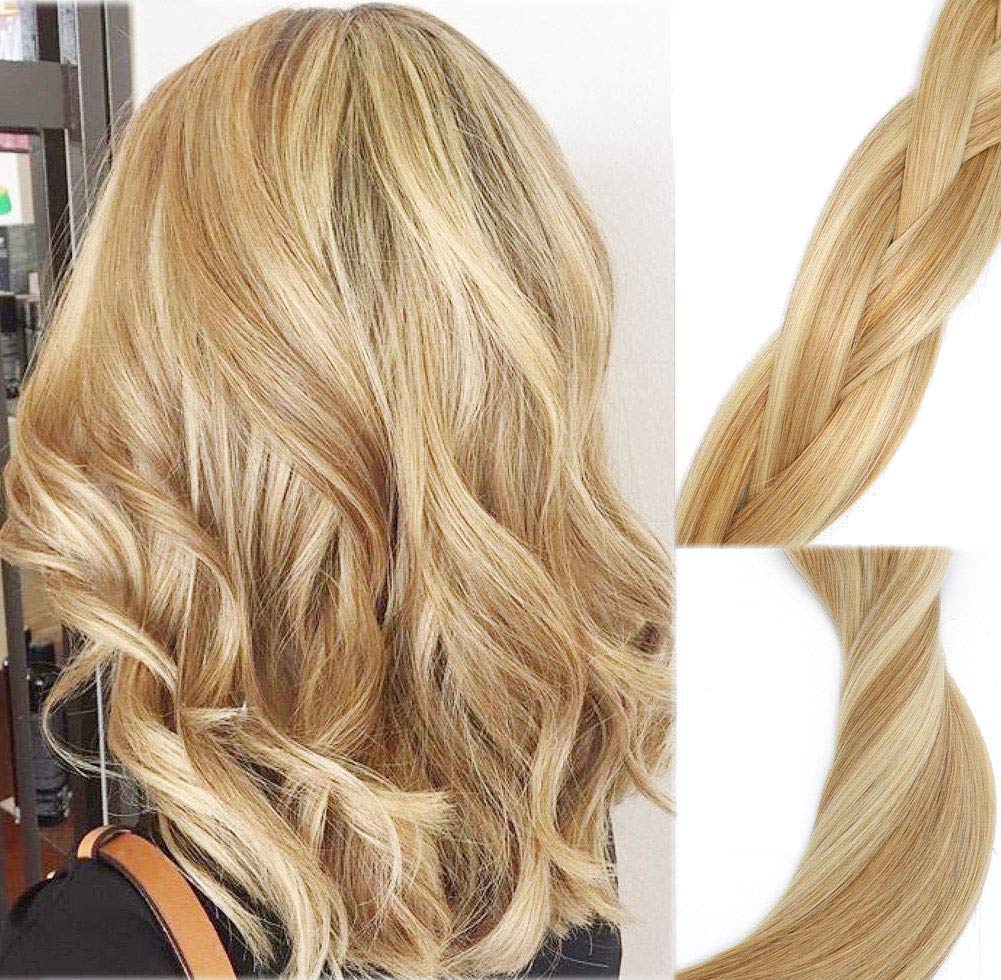 Clip In Human Hair Extensions Mixed Bleach Blonde Extension Clip ins New Version Thickened Balayage Hair Brazilian Hair 120g 7pcs Full Head Silky Straight 100% Human Hair Clip In Extensions 14 Inch