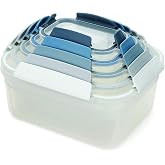 Joseph Joseph Nest Lock Plastic BPA Free Food Storage Container Set with Lockable Airtight Leakproof Lids, 10-Piece, Sky