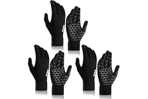 Nertpow Winter Gloves Touchscreen Gloves 3 Packs, Gloves for Men Knit Anti-slip, Gloves for Women with Warm Fleece Lined