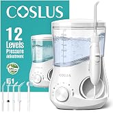 COSLUS E1 Electric Water Dental Pick Flosser, 12 Pressure Settings, White | Professional Water Dental flosser for Braces, Orthodontic Care, Sensitive Gums, 5 Multi-Functional Tips for Family Use