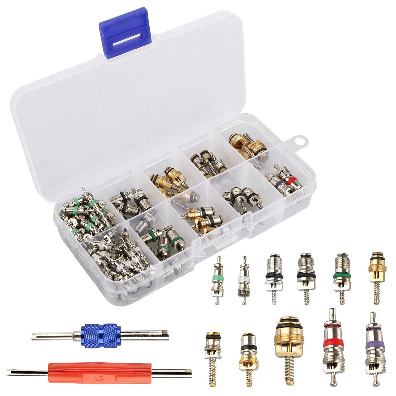 Photo 1 of ROSY PIXEL Diking R134a R12 A/C HVAC Air Conditioner Schrader Valve Stem Core Remover Tool (102Pcs)