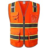 JKSafety 9 Pockets High Visibility Zipper Front