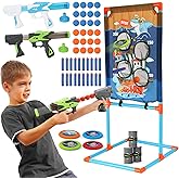 EagleGrove Shooting Games Toy for Age 5 6 7 8 9 10+ Boys Kids Sports & Outdoor Play Toys with Player Air Guns, Shooting Target, 24 Foam Balls, Foam Darts, Oil-Tank Targets, Flying Discs Gifts for Boys