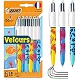 Bic 4 Colours Velours Ball Pens Medium Points (1.00 mm) Sea Life Theme - 3 Assorted Designs, Pack of 6