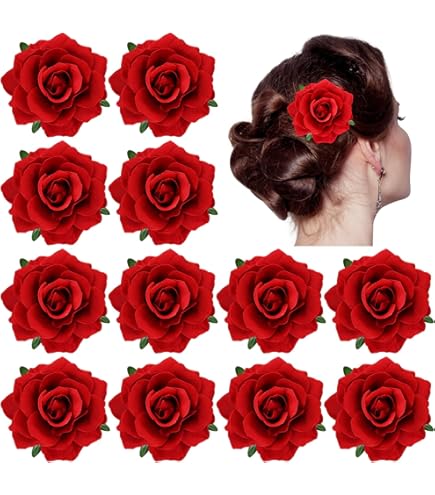 Amazon.com : inSowni 16 Pack Realistic Big Rose Flower Hair 
