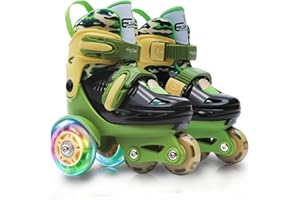 4-PEJIIJAR Adjustable Roller Skates for Kids Girls Ladies with Light Up Flash LED Wheels(Age 3-9),Three-Point Type Balance,Gift Box Packing for Toddlers,Children,Youth, Teenagers