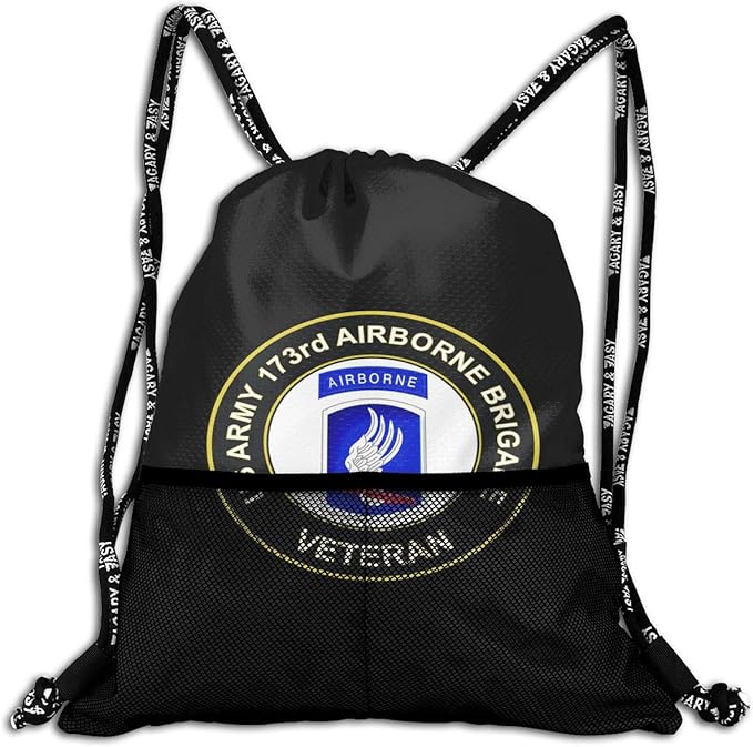 US Army 173rd Airborne Brigade Veteran Drawstring Backpack