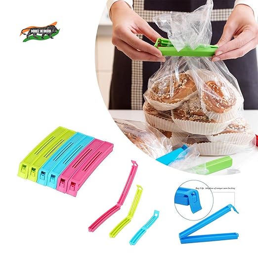 VR 18 Pcs - 3 Different Size Plastic Food Snack Bag Pouch Clip Sealer Large, Medium, Small Plastic
