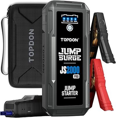 TOPDON JS2000 Pro Jump Starter 2500A 12V 8L Gas 6L Diesel Case Cables