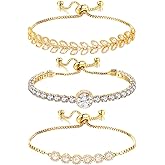 Wovanoo Tennis Bracelet for Women Cubic Zirconia Bracelets Adjustable Slider Bracelets