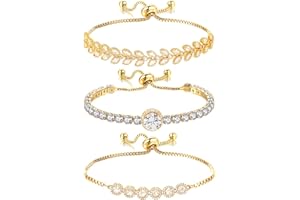 Wovanoo Tennis Bracelet for Women Cubic Zirconia Bracelets Adjustable Slider Bracelets