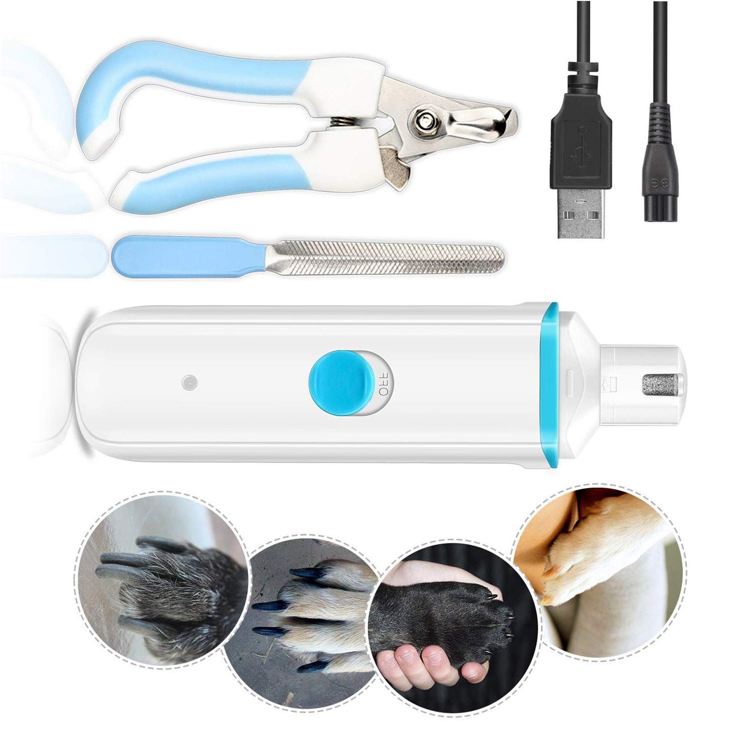 NGwenyicanI Electronic Dog Nail Grinder Quiet Portable Rechargeable Dog Nail Clippers for Small Medium and Large Dogs & Cats Nail Trimmer