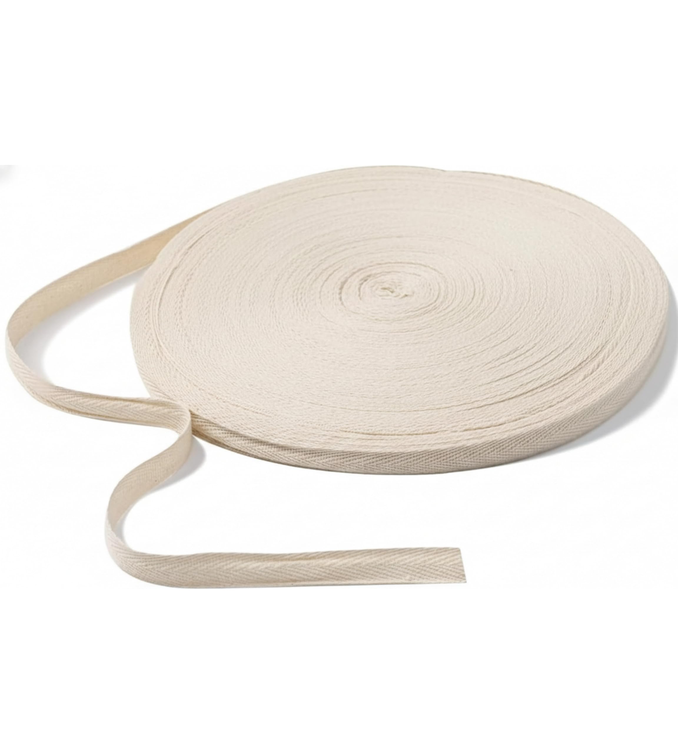 100% Cotton Twill Tape 50 Metre, 13mm Ribbon Soft Webbing Roll for DIY Garment Sewing Craft Gift Packing (Off White)