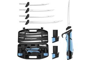 Calamus BladeVolt Rechargeable Cordless Electric Fillet Knife, 27,000 RPM High Torque Motor, 2 Type-C Long-lasting Batteries, 4 Razor-sharp Blades, Fishing Gear for Filleting Fish, Fishing Gifts for Men
