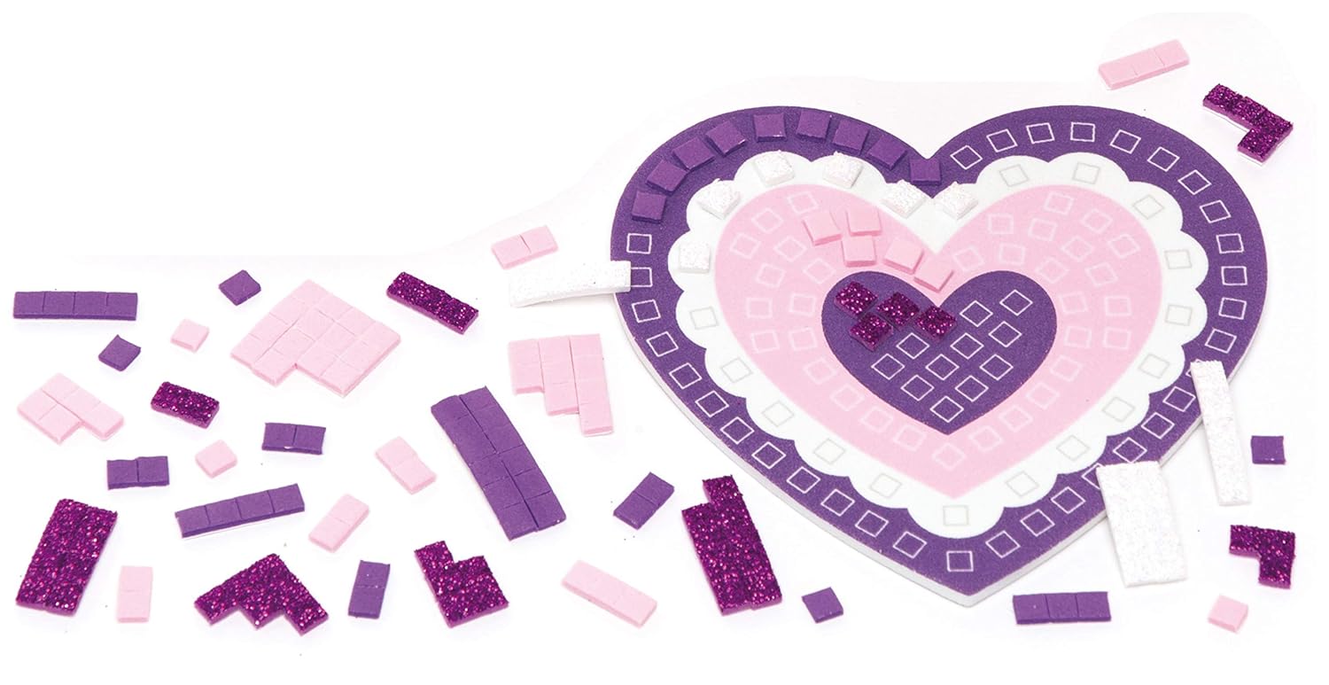 Baker Ross AW109 Mosaic Heart Coaster Kits (Pack of 6) For Kids to Make and Gift For Mothers Day/Valentines Day - Image 4