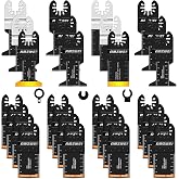 AMZWEI 28PCS Oscillating Saw Blades, Professional Universal Titanium Multitool Blades for Wood Metal, Quick Release Multi Tool Blades Kits Compatible with Dewalt Ryobi Milwaukee Rockwell Fein