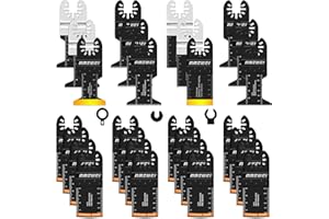 AMZWEI 28PCS Oscillating Saw Blades, Professional Universal Titanium Multitool Blades for Wood Metal, Quick Release Multi Tool Blades Kits Compatible with Dewalt Ryobi Milwaukee Rockwell Fein