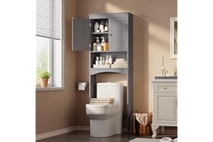 Gizoon Over The Toilet Storage Cabinet with Adjustable Shelf and Double Doors, Bathroom Space Saver Organizer Above Toilet wi