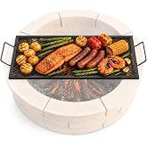 VEVOR X-Marks Fire Pit Grill Grate, Rectangle Cooking Grate, Heavy Duty Steel Campfire BBQ Grill Grid with Handle &amp; Support X Wire, Portable Camping Cookware for Outside Party Gathering, 32 Inch Black
