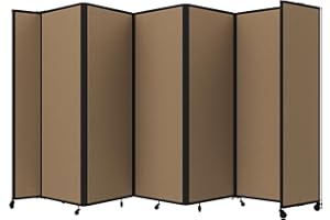 Versare Room Divider 360 Portable Wall Partition | Folding Panels | Large Freestanding Divider | Locking Wheels | Temporary Room Separator