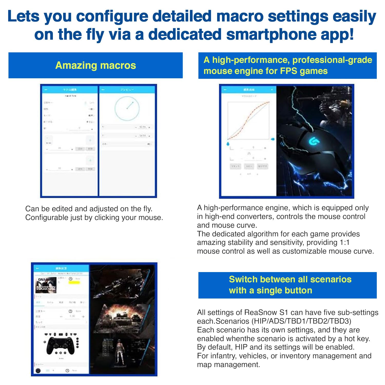 Cross Hair S1 Controller Emulator Gaming Converter Adapter with Anti-Recoil/Continuous fire Macro Xbox Series X/S, Xboxone, Xbox360, PS5, PS4, PC