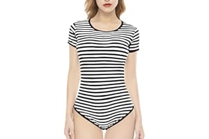 CutiePlusU Cotton Button Crotch Bodysuit Onesie Pajamas Romper Stripe