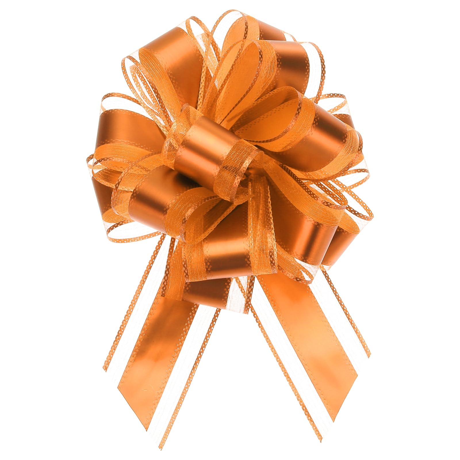 Uxcell 12pcs 8 Inch Extra Large Pull Bow Metallic Gift Wrapping Bows Ribbon Organza Rose Gold for Wedding Baskets Presents Christmas Party