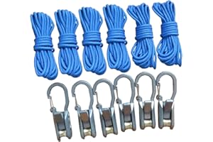 Generic 6 Pieces Rope with Roller Tensioner Paracord Adjuster, Practical, Durability, Heavy Duty Rope Tightening Tool for Tar