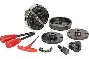 VINWOX SCR4-4NV-SET 4" Wood Lathe Scroll Chuck Set, 4-Jaw Self-Centering Chuck-Set, with Nickle electric Coating Body & 1"x8TPI thread & 3/4"x16TPI Adapter