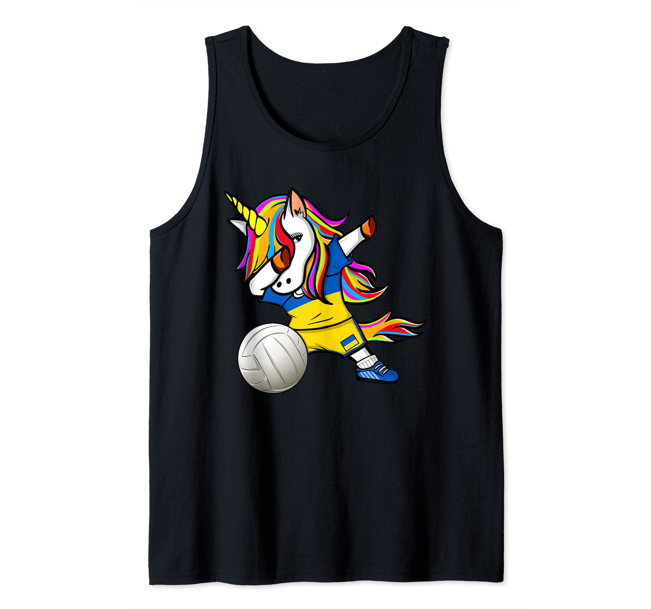 Dab Unicorn Ukraine Volleyball Fans Jersey Ukrainian Flag Tank Top
