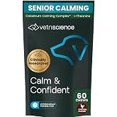 VetriScience Senior Calm &amp; Confident Soft Chews for Dogs, Chicken, 60 Count | Golden Years Calming, Cognition &amp; Brain Health, Sundowners Supplement for Senior Dogs with Colostrum &amp; L-Theanine