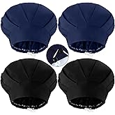 Bunnycool 4 Pieces Bouffant Caps with Button and Sweatband Adjustable Nurse Working Hat Elastic Band Scrub Cap for Women Men