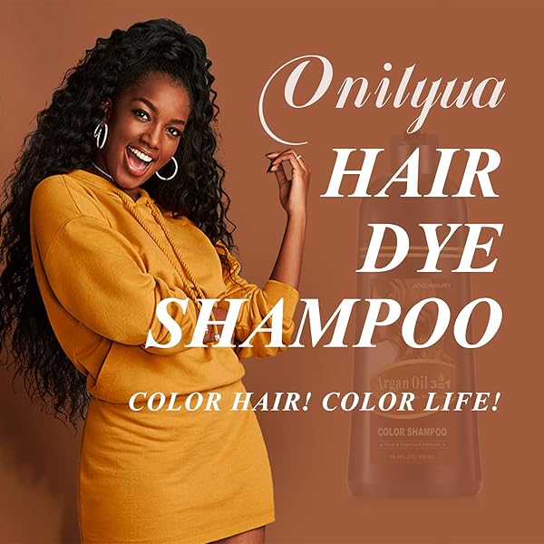 ONILYUA DARK BROWN HAIR DYE SHAMPOO, ARGAN OIL HAIR COLOR SHAMPOO FOR MEN & WOMEN, 3 IN 1 HAIR DYE SHAMPOO 16.9 FL OZ, EASY TO USE, SHAMPOO PARA CANAS FOR GRAY HAIR COVERAGE