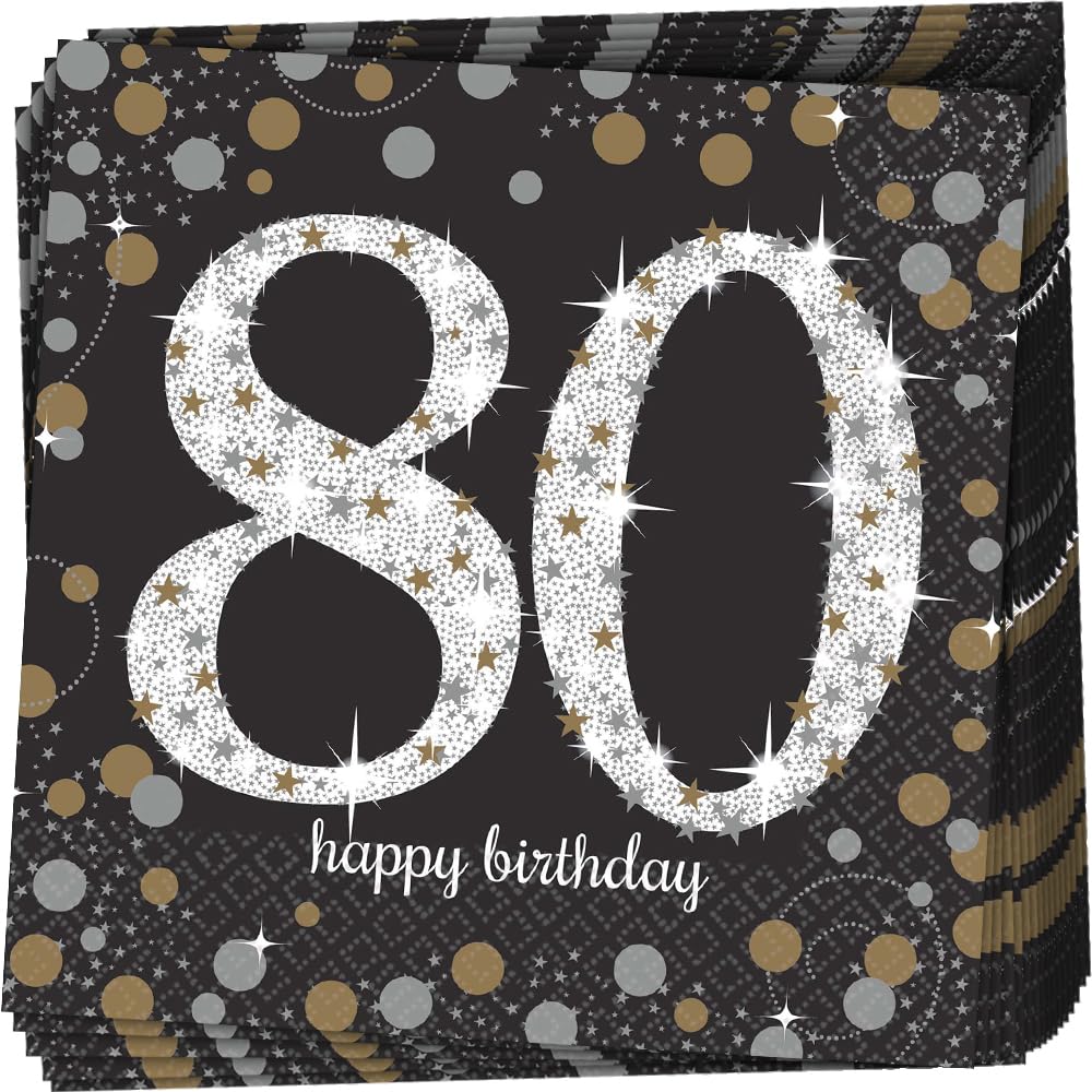 Adult Gold Celebration 80th Luncheon Napkins