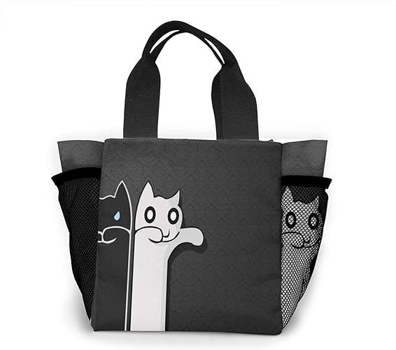 かわいい白と黒猫 トートバッグ レディース ハンドバッグ おしゃれ 買い物バッグ 個性 エコバッグ スポーツトートバッグ 人気 マザーバッグ ランチバッグ トートバッグ Amazon