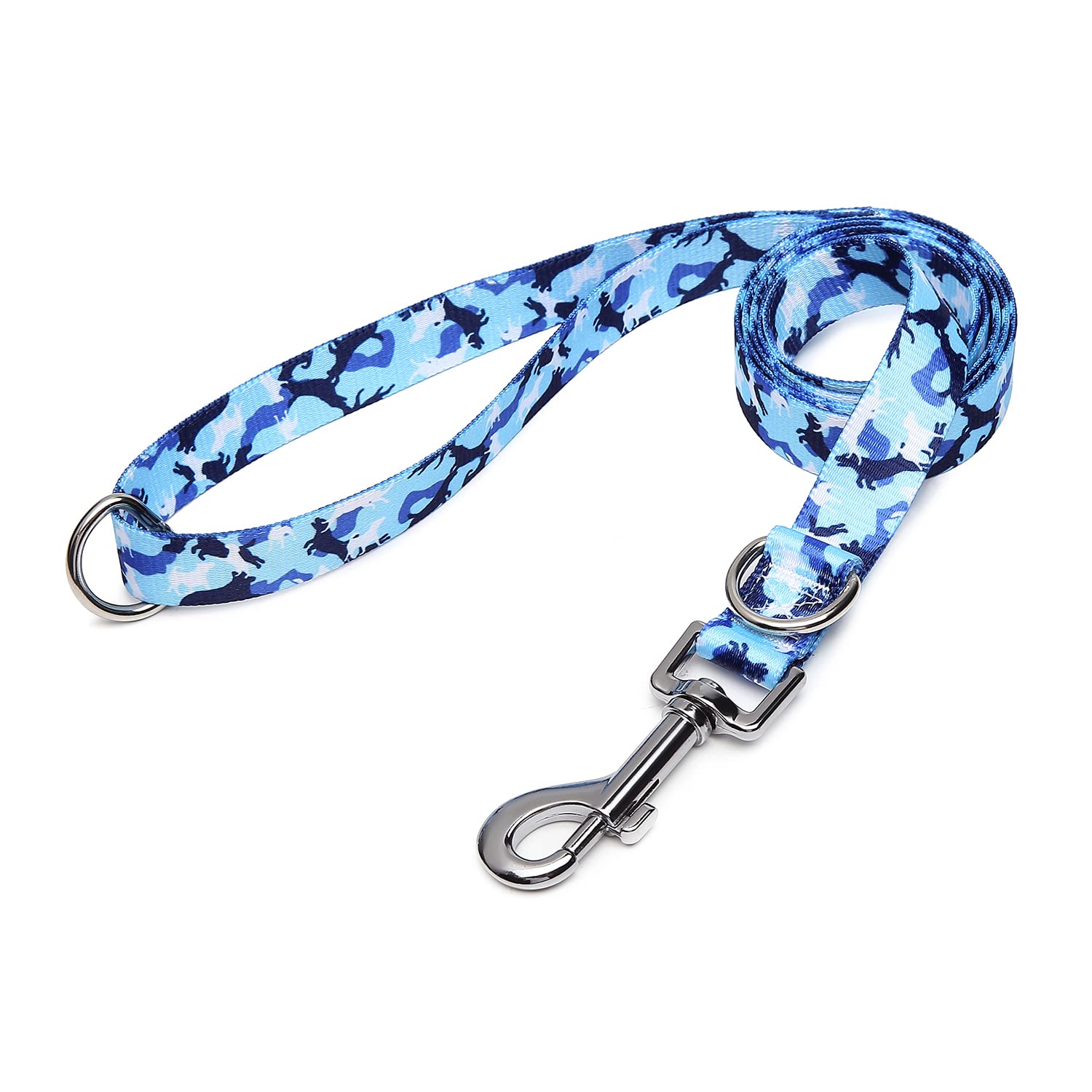 Suredoo Soft Nylon Dog Lead Leash with Colorful Patterns, Comfortable Strong Dog Training Walking Lead Leashes with 2 D-ring for Small Medium Large Dogs, (Blue Dog Camouflage)