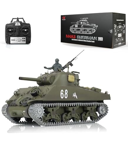 Amazon.com: 1/16 US M4A3 Sherman Tank (105mm Howitzer) Air Soft RC