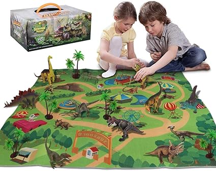 dinosaur playset with mat