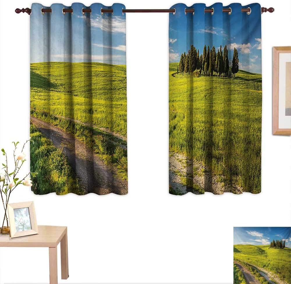 Amazon De Tuscany Vorhange Fur Wohnzimmer Sonnenuntergang In Der Toskana Landhaus Zypressen Baume