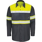 Red Kap Men's Hi-vis Ls Colorblock Ripstop Work Shirt-Type O, Class 1