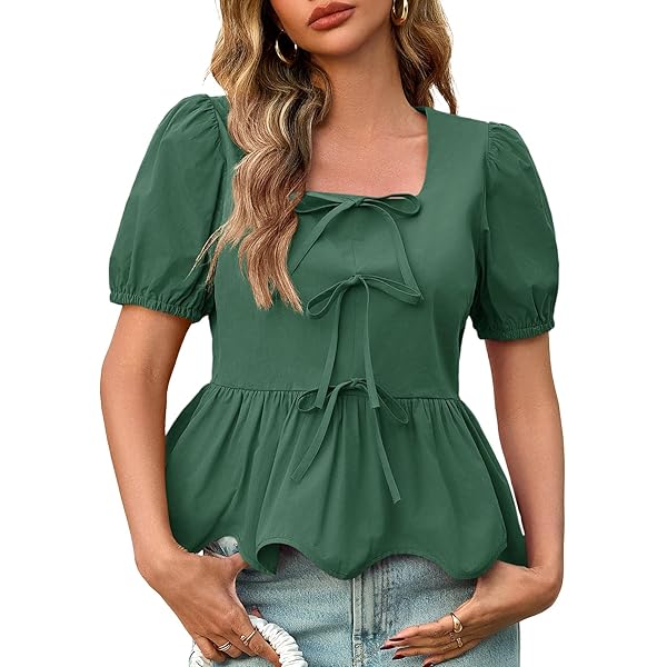 Amazon.com: Tankaneo Womens Summer Peplum Babydoll Tops Square