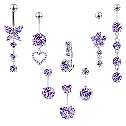 LEE&RO Purple Belly Button Ring 14G Purple Belly