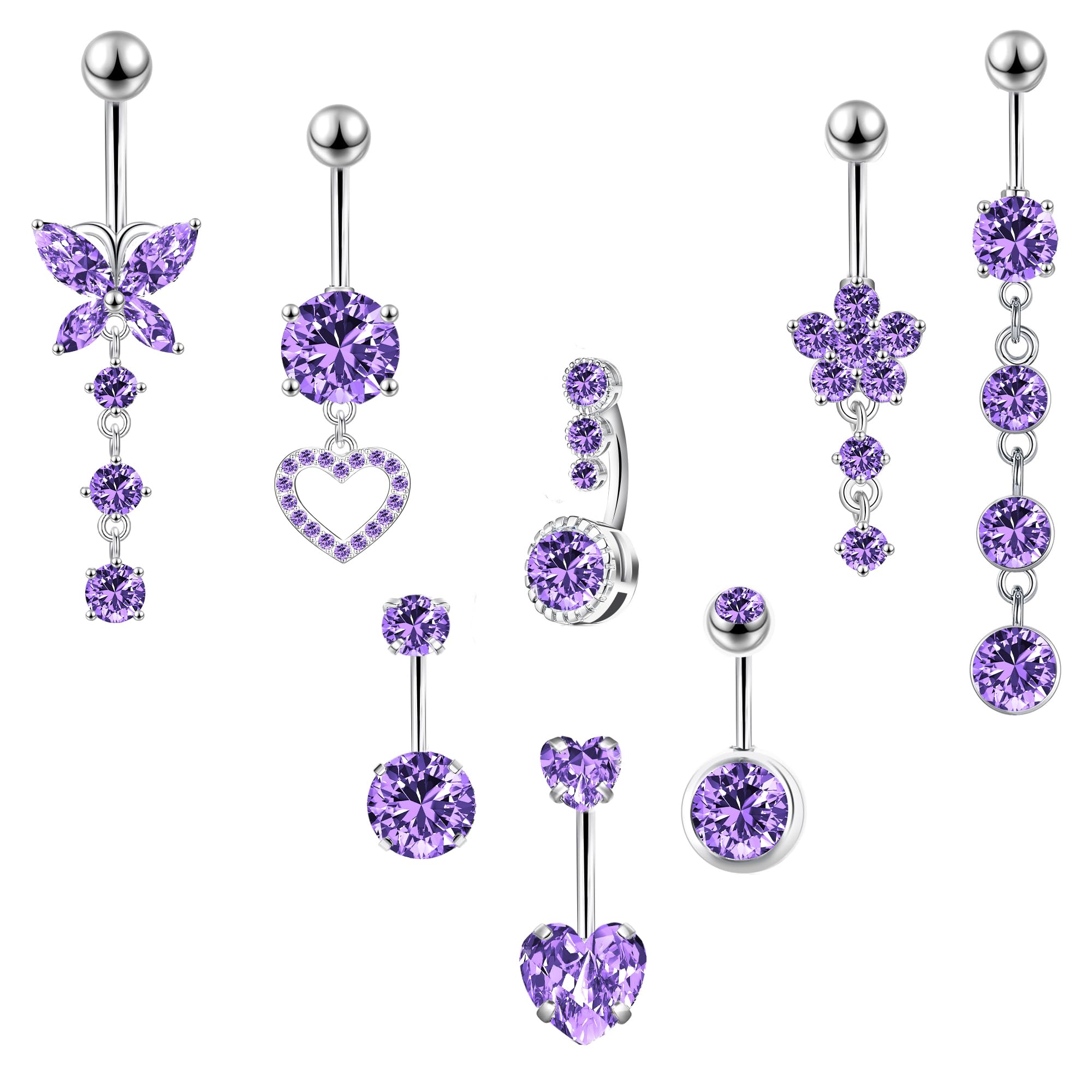 LEE&RO Purple Belly Button Ring 14G Purple Belly